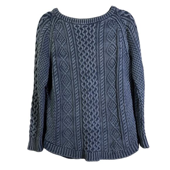 LL BEAN SIGNATURE Sweater Small Cable Knit Fisherman Tunic Oversized Side Zipper - Picture 2 of 14